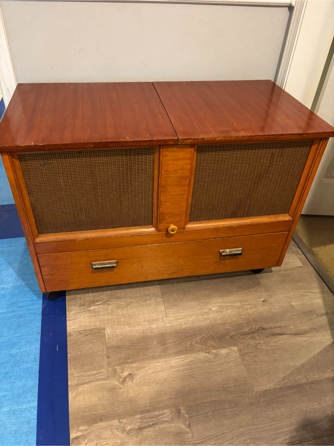 Vintage Wooden Record Player Cabinet