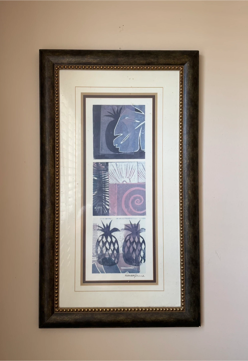 Framed Pineapple Print Wall Art