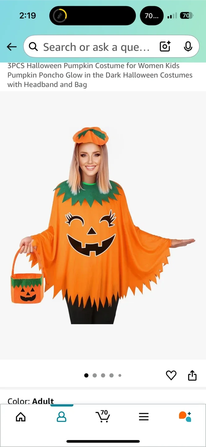 (Buy one get one free) New  Adult and kids Pumpkin Costume thumbnail