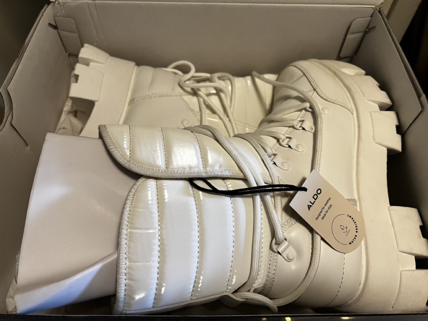 Brand New-Alta White Platform Boots - Size 8.5