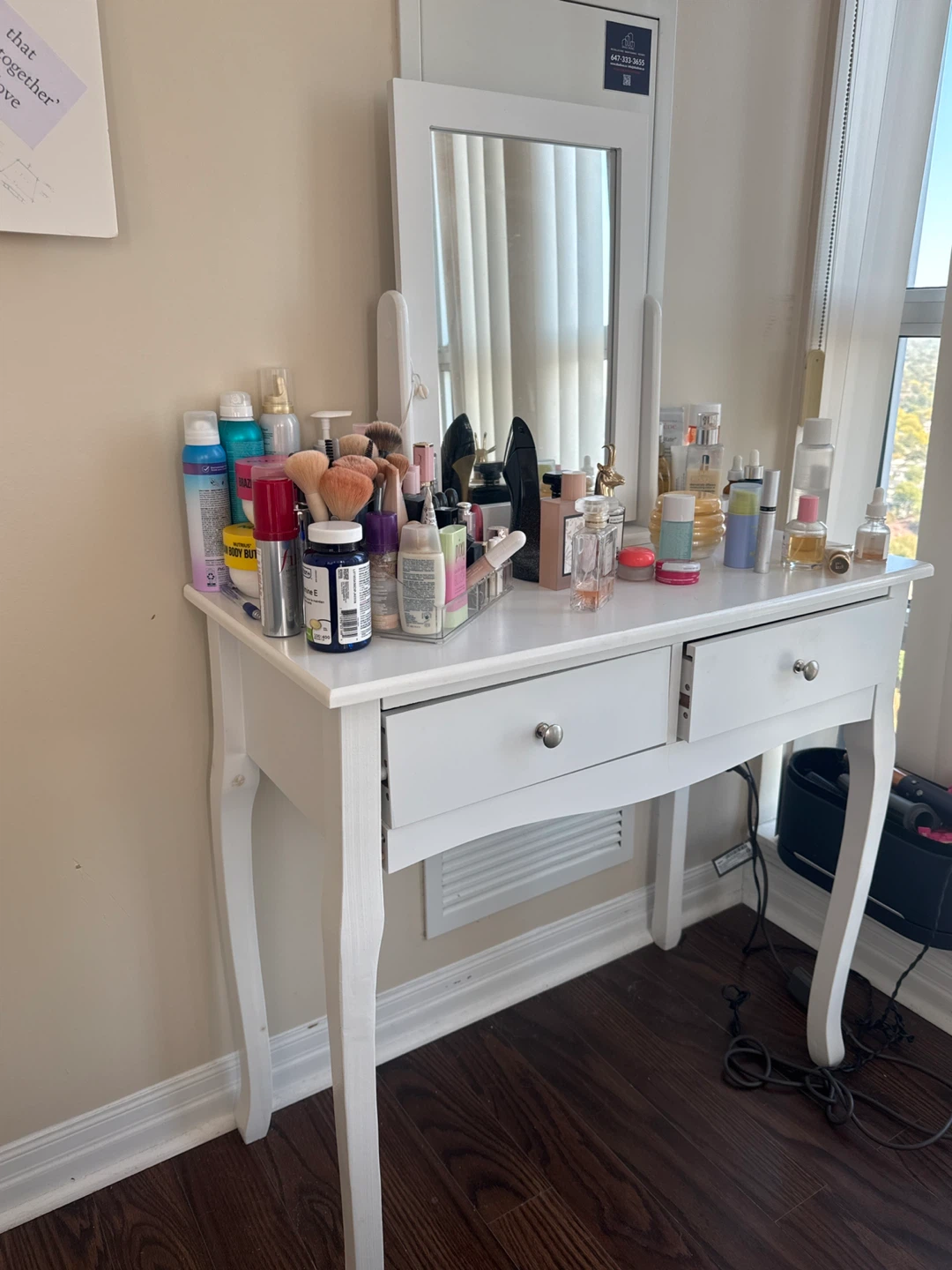 White Vanity Table with Mirror - photo 3