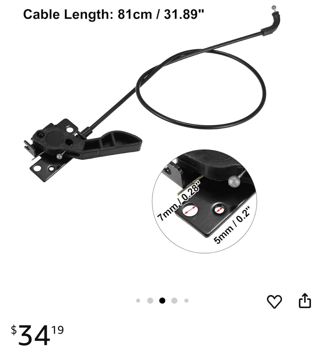 BMW X3 Hood Release Cable - Black - photo 3
