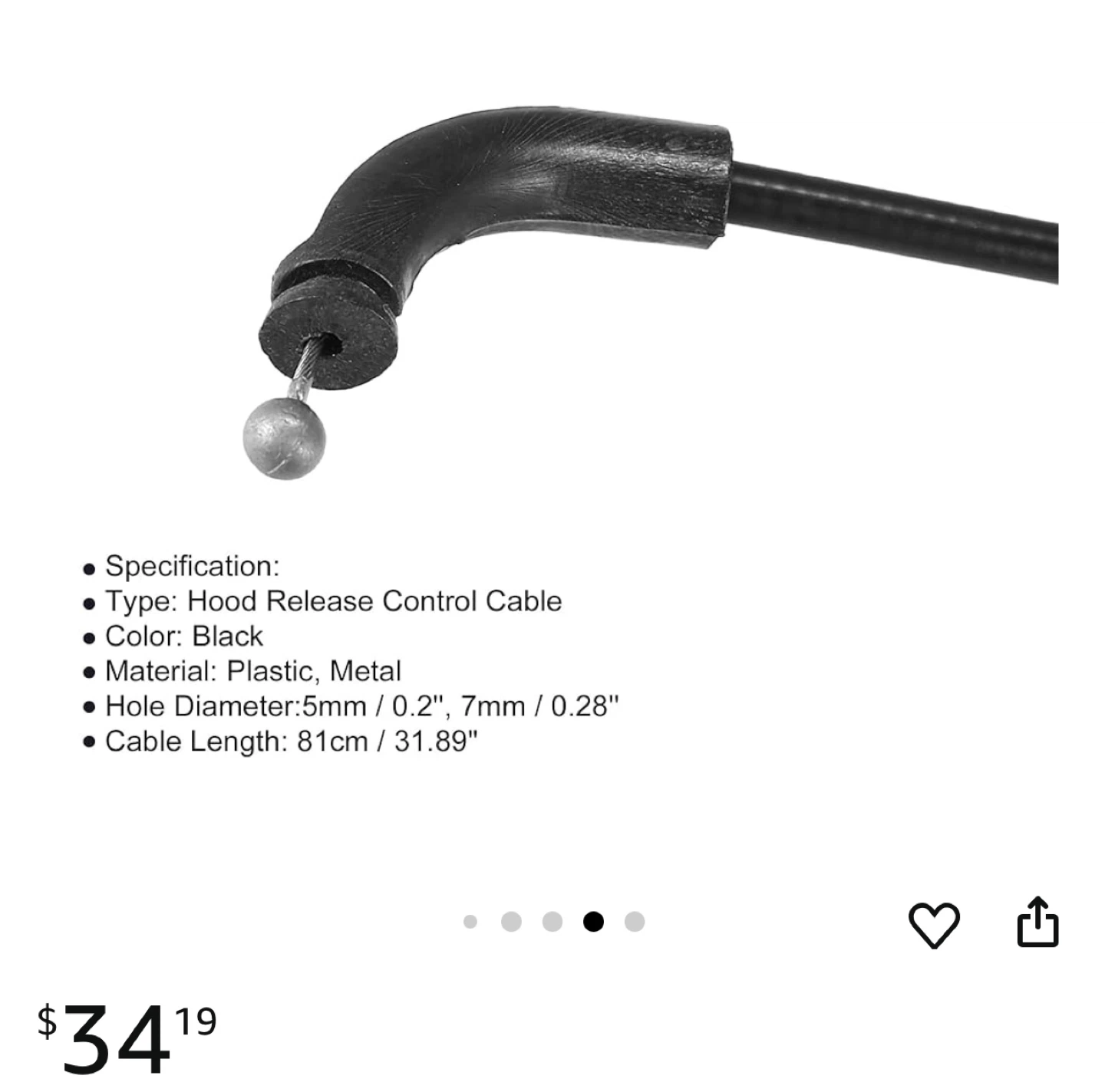 BMW X3 Hood Release Cable - Black - photo 5