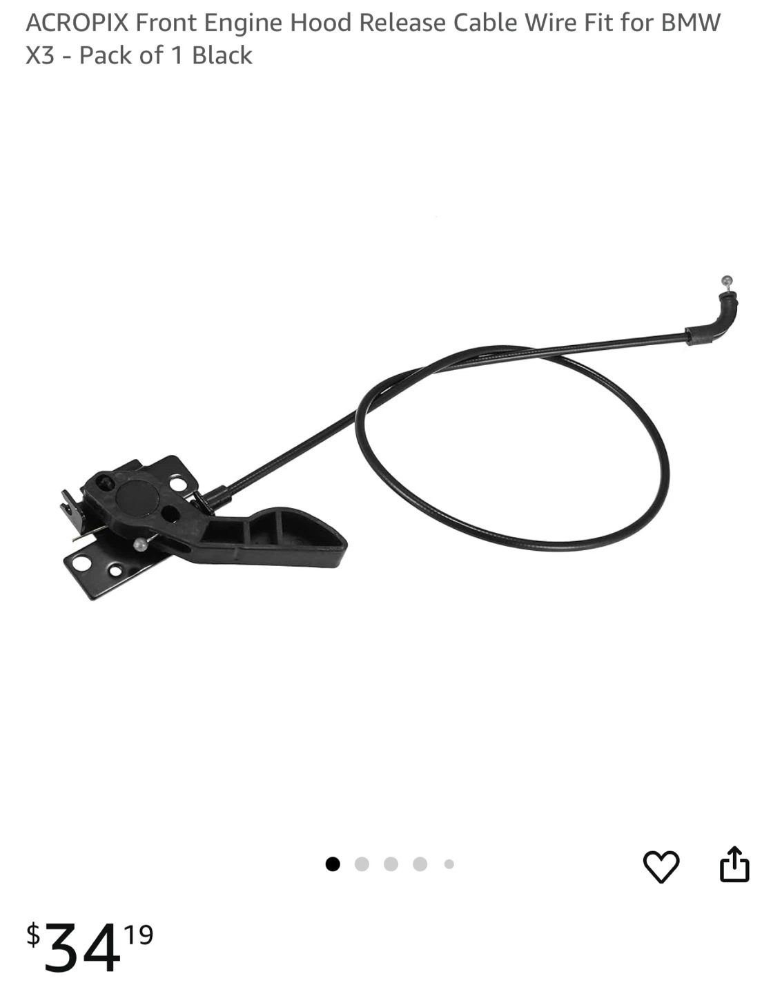 BMW X3 Hood Release Cable - Black - photo 2
