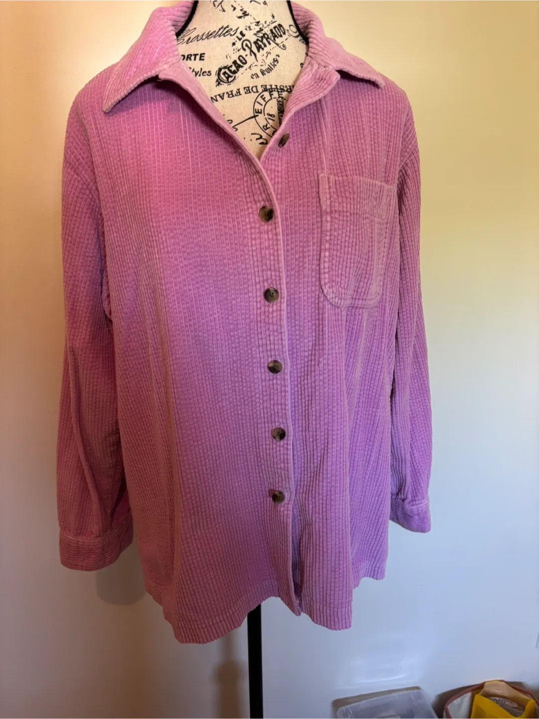 LL bean Pink Corduroy Button-Up Shirt or Shacket image indicator(3)