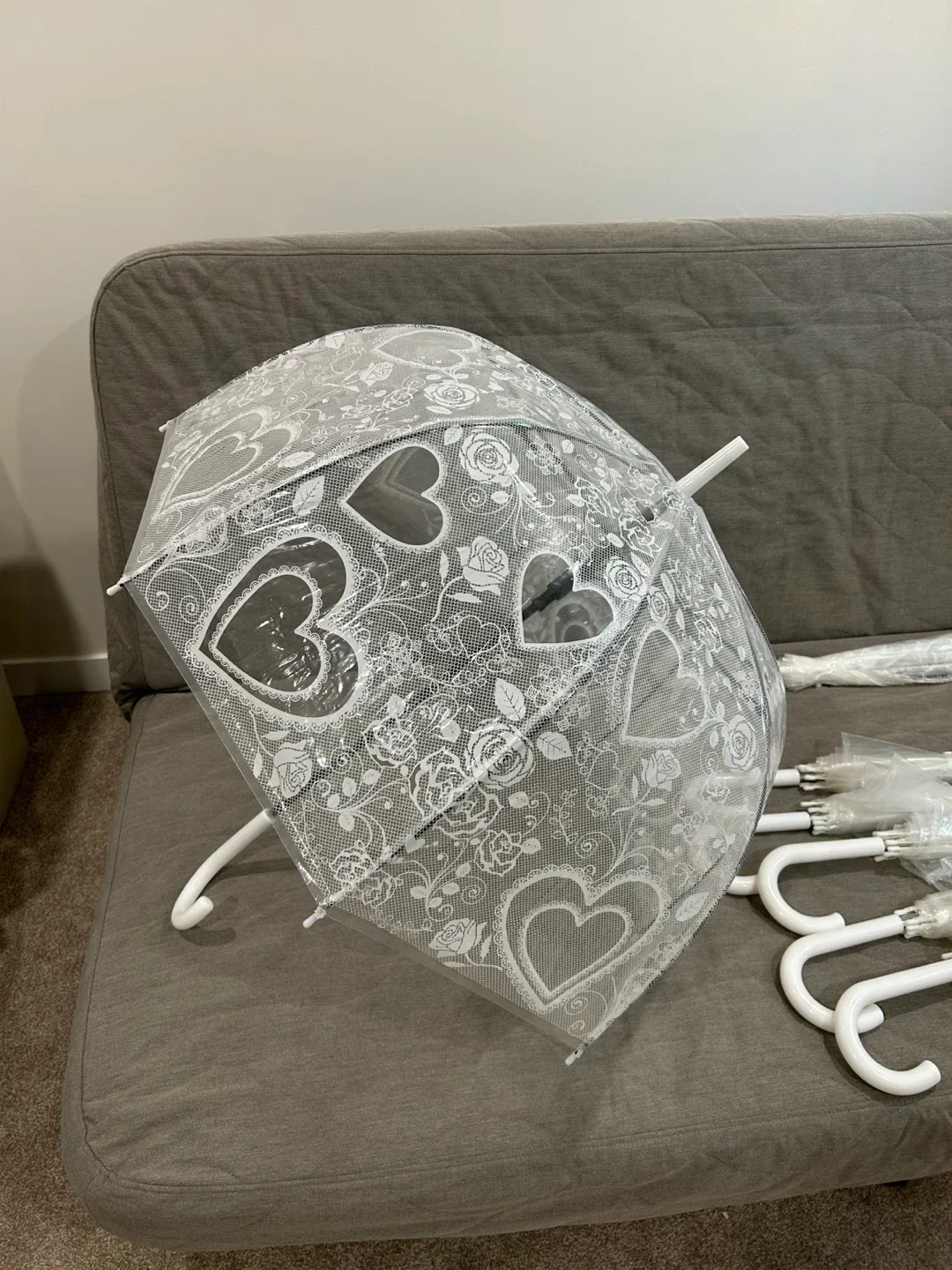 Clear Bubble Umbrellas with White Trim image indicator(3)