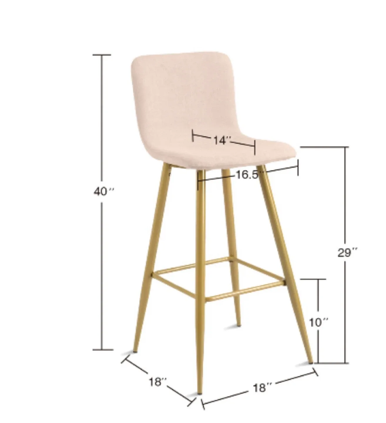 Set of 2 Beige Bar Stools - 40" Height thumbnail