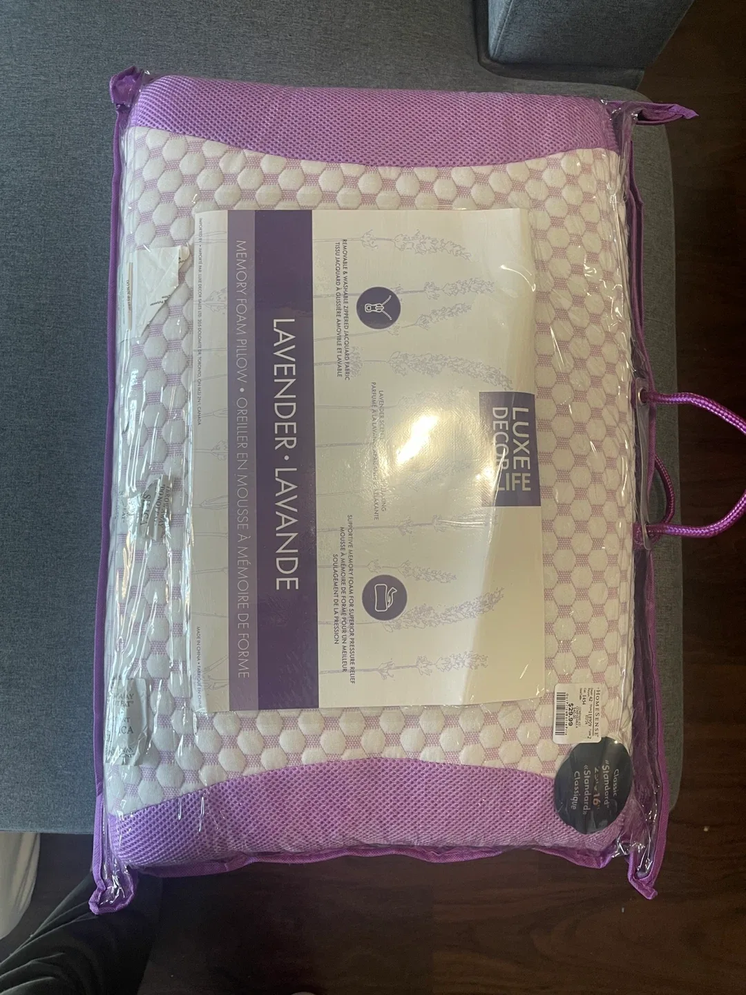 New Luxe Decor Life Lavender Memory Foam Pillow thumbnail