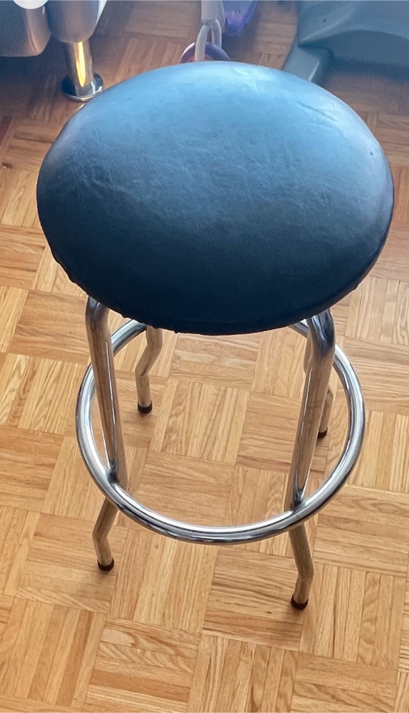 Chrome Bar Stool with Black Seat