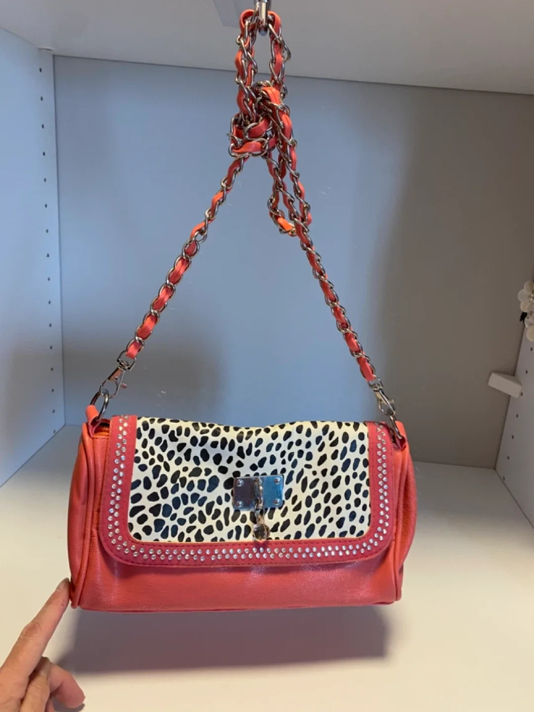New Coral & Dalmatian Print Shoulder Bag thumbnail