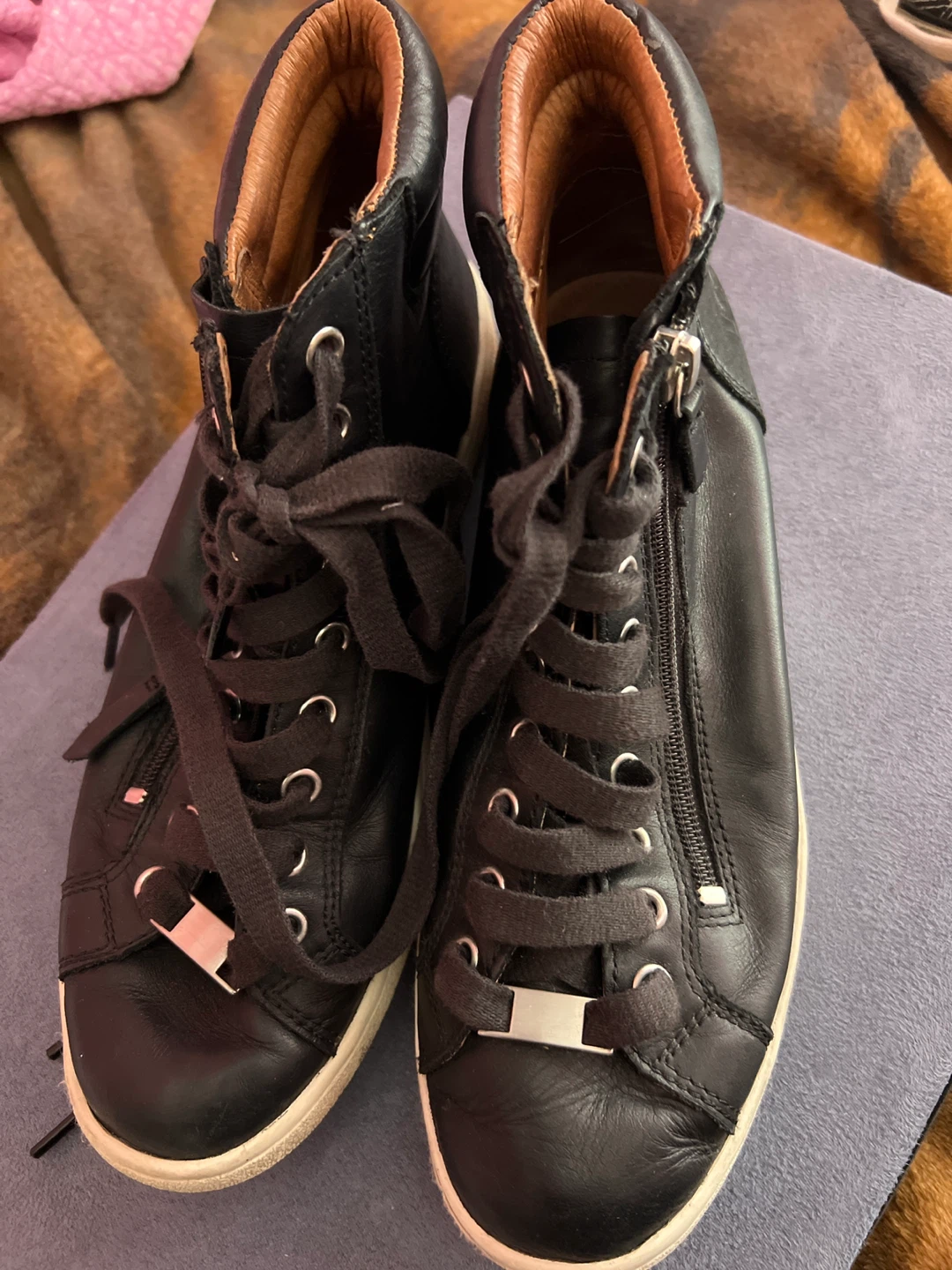 UGG Black Leather High-Top Sneakers