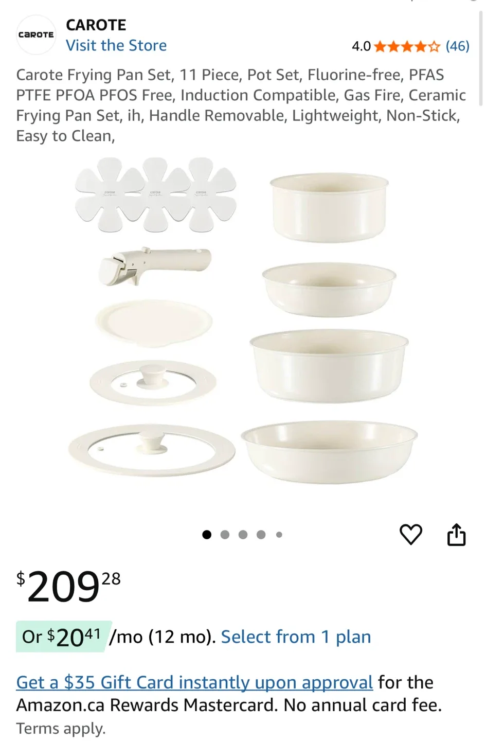 Carote Detachable 11-Piece Cookware Set - Cream White image indicator(3)