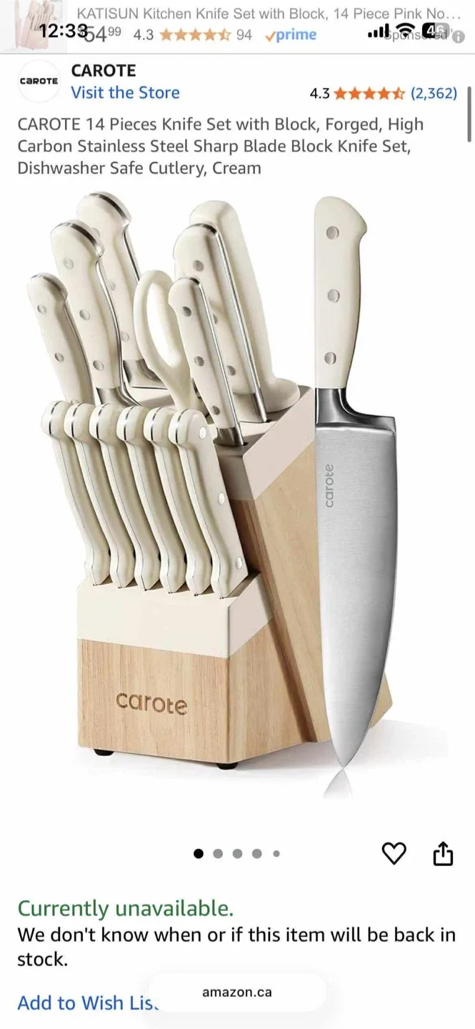 Carote 14-Piece Kitchen Block Knife Set - White image indicator(2)