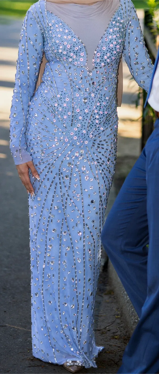 Light Blue Beaded Evening Gown image indicator(2)