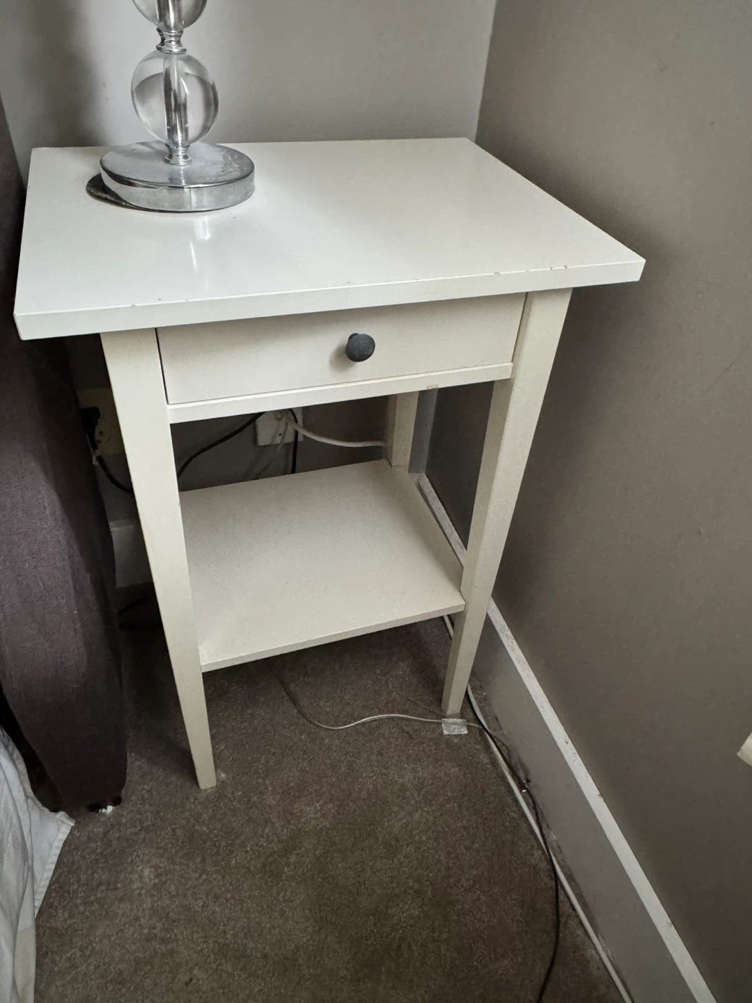 IKEA malm White Side Table with Drawer - photo 2