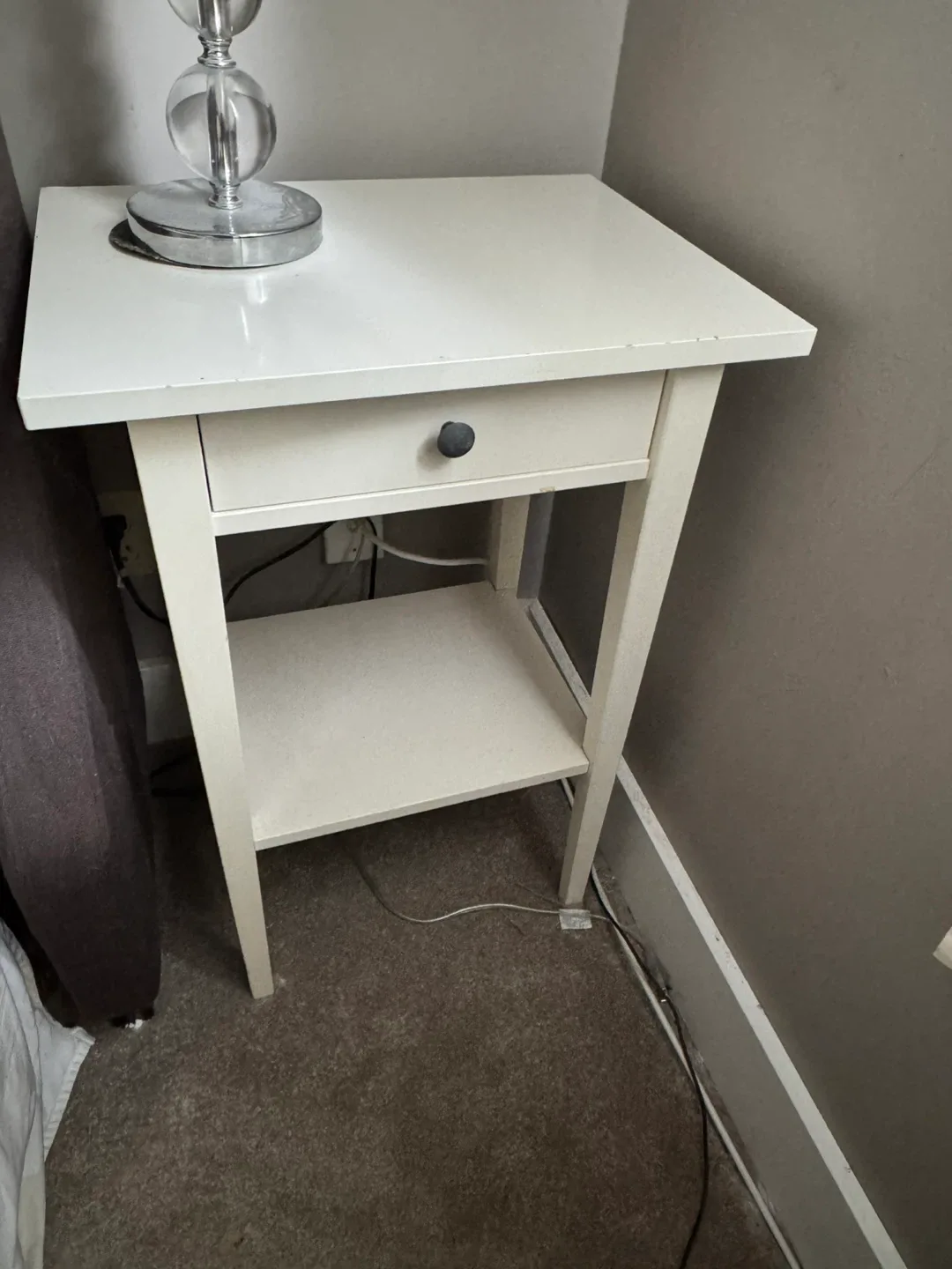 IKEA malm White Side Table with Drawer image indicator(2)