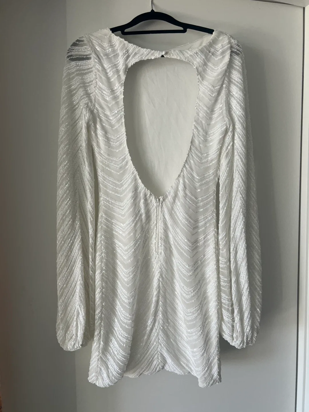 Honey Open Back White Sequin Mini Dress image indicator(3)