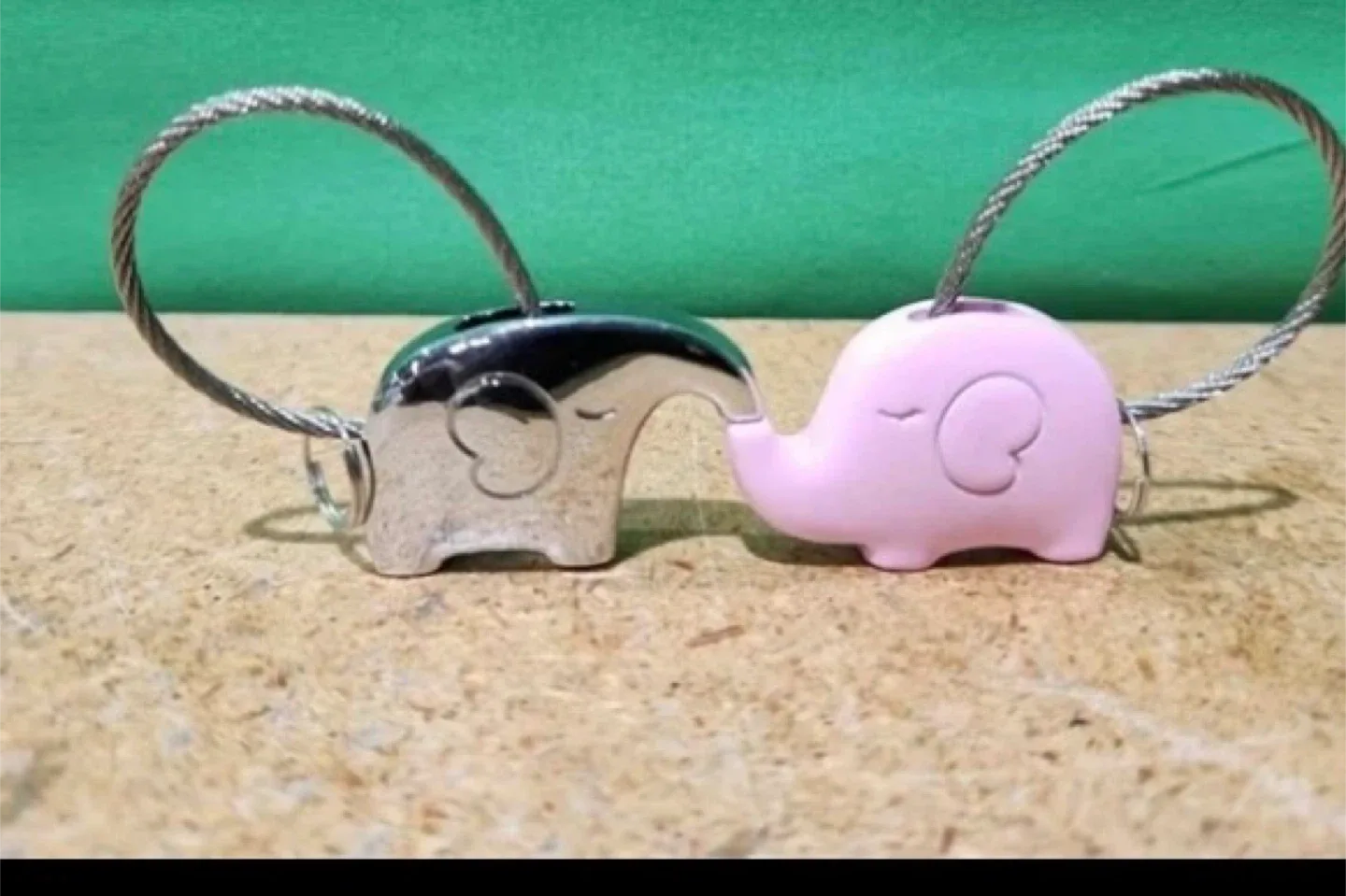❤️Elephant Couple Keychains - Silver & Pink thumbnail
