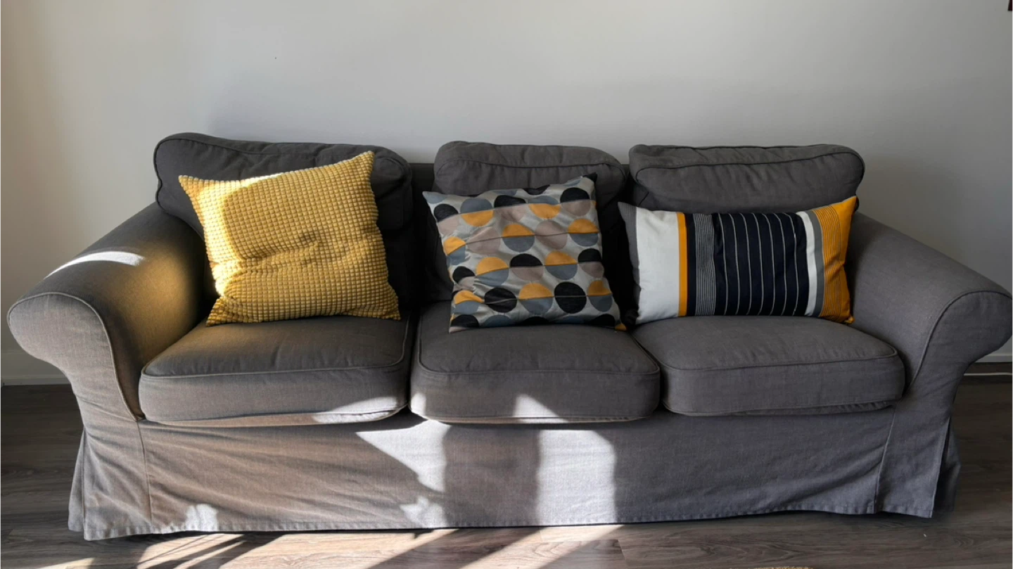 Grey Sofa with Pillows