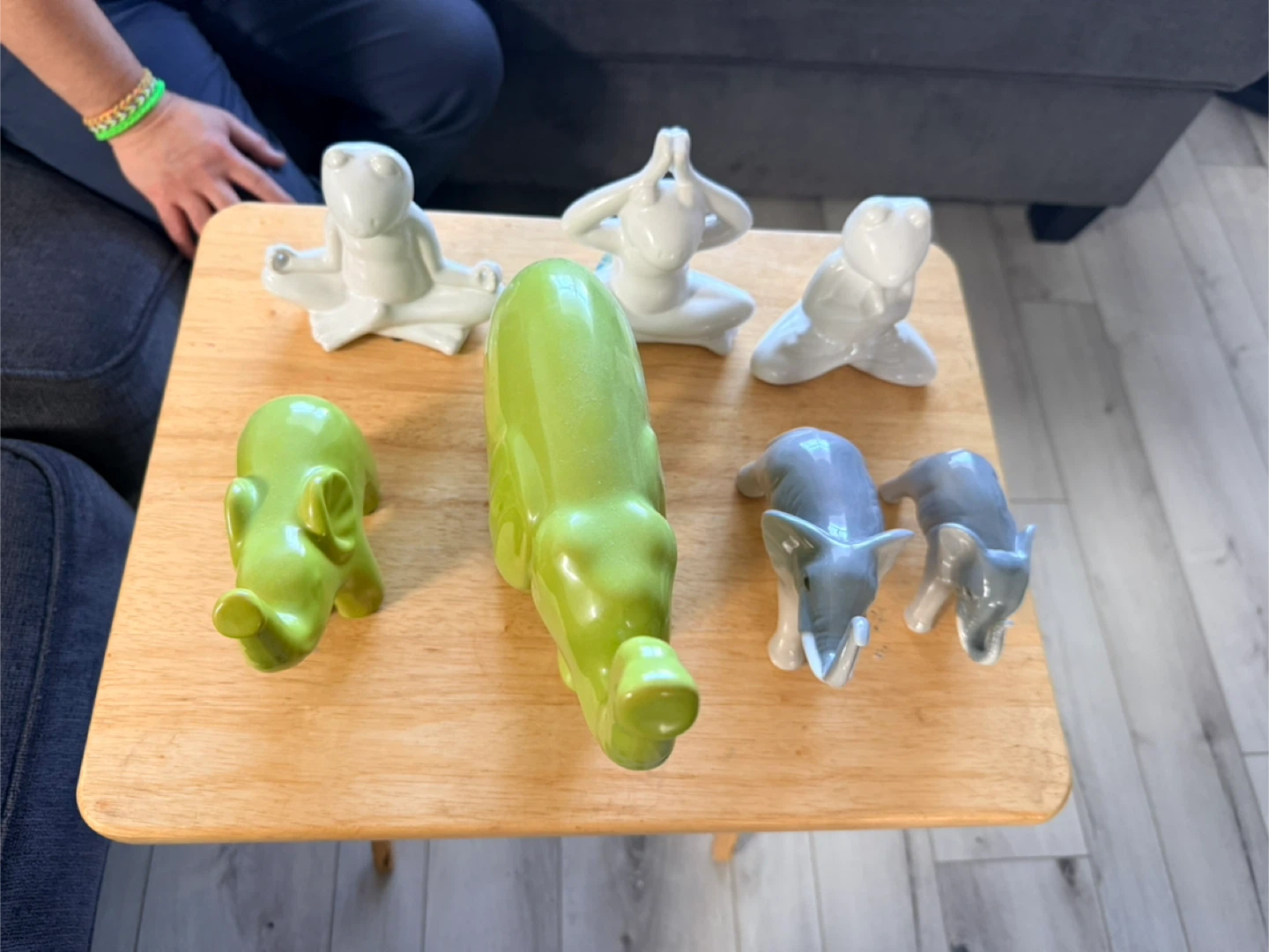 Ceramic Yoga Frog & Elephant Figurines - photo 2