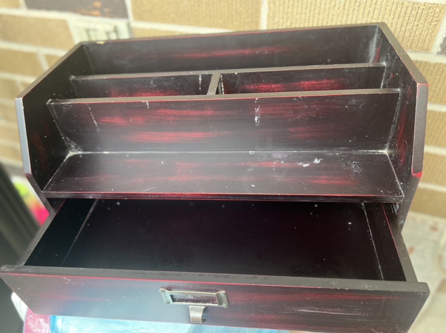 Wooden Desk Organizer with Drawer - photo 2
