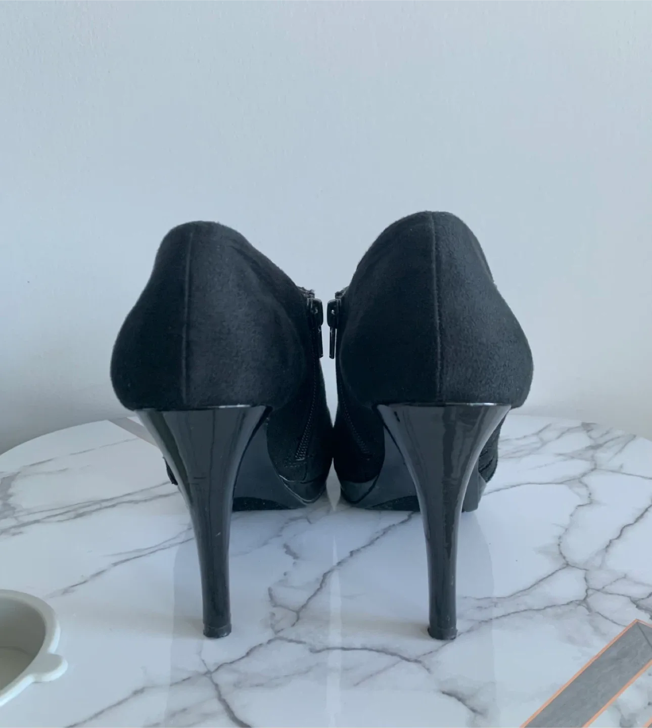 IMPO Black Heels Faux-Suede Booties, Size 8 image indicator(5)