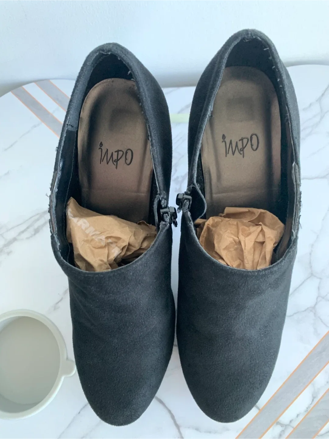 IMPO Black Heels Faux-Suede Booties, Size 8 image indicator(6)