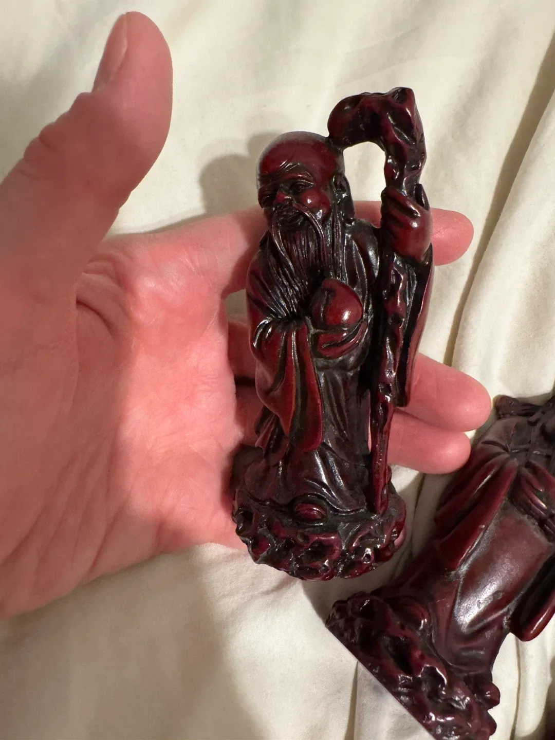 🧡Set of 3 Chinese Red Resin Figurines image indicator(2)