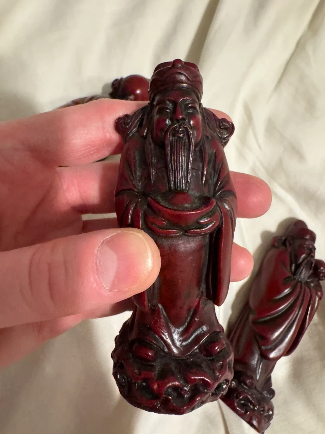 🧡Set of 3 Chinese Red Resin Figurines image indicator(4)
