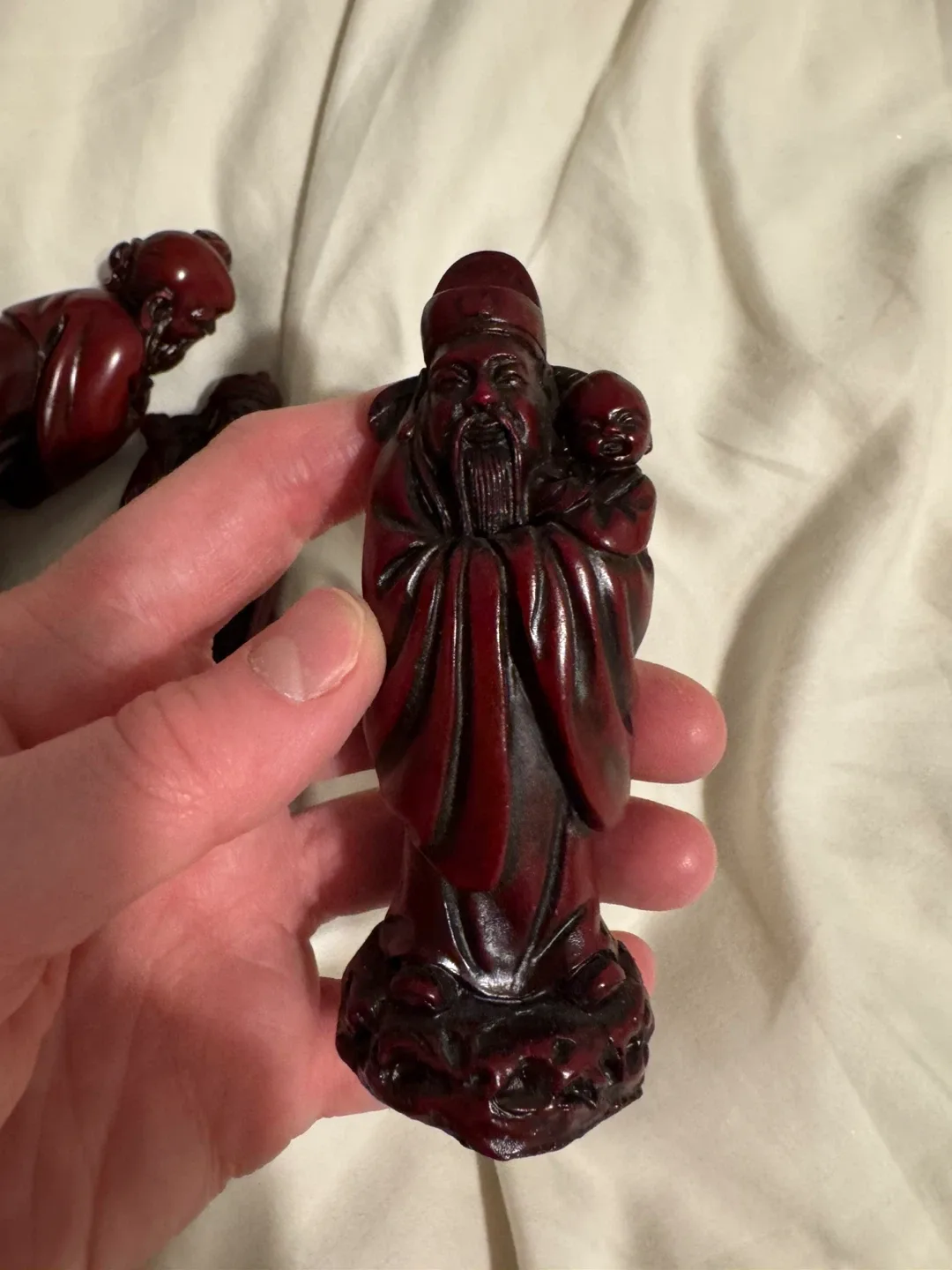 🧡Set of 3 Chinese Red Resin Figurines image indicator(3)