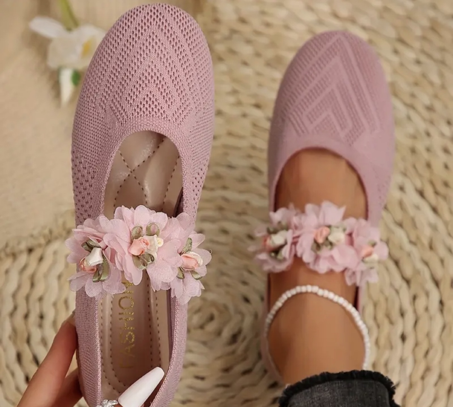 Brand New-Pink Floral Ballet Flats-Size 8