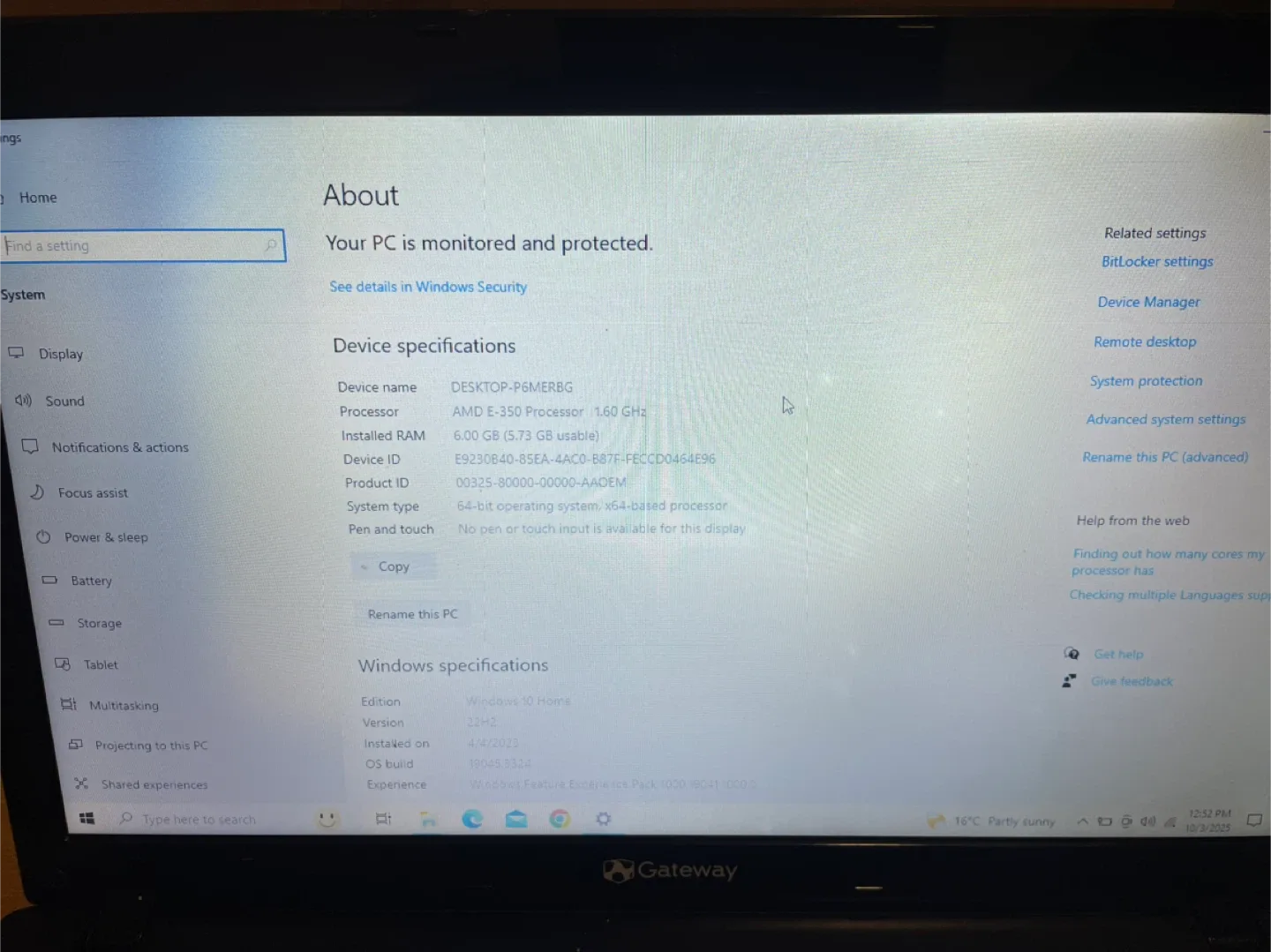 Gateway Laptop N214 image indicator(8)