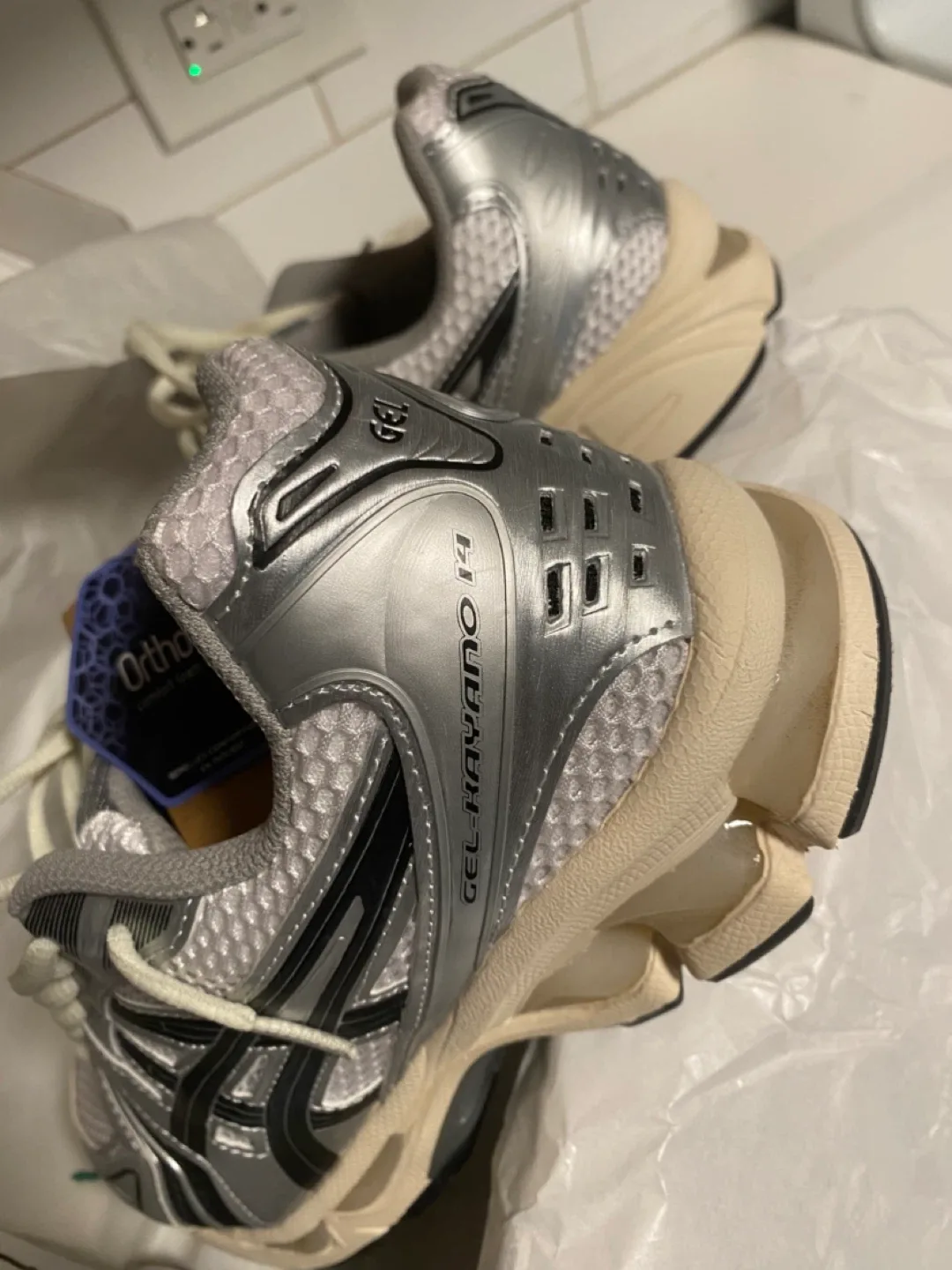 JJJJound X ASICS Gel-Kayano 14 Silver Black US 9.5 Men's Shoes image indicator(6)