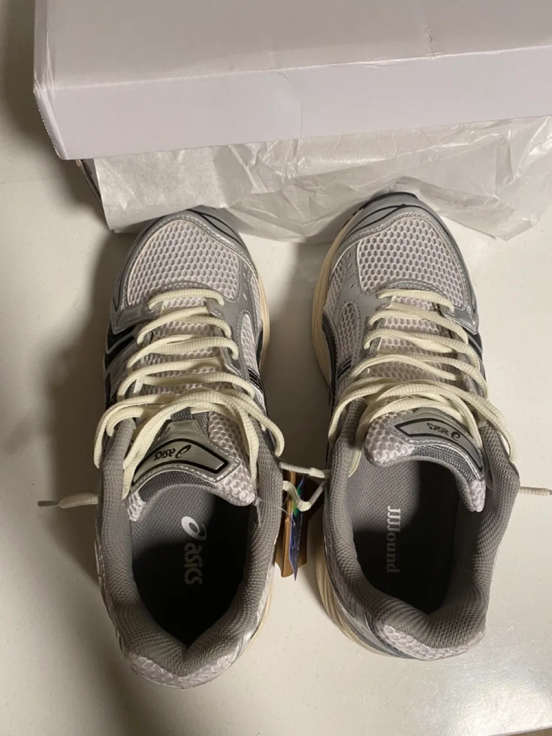 JJJJound X ASICS Gel-Kayano 14 Silver Black US 9.5 Men's Shoes image indicator(9)