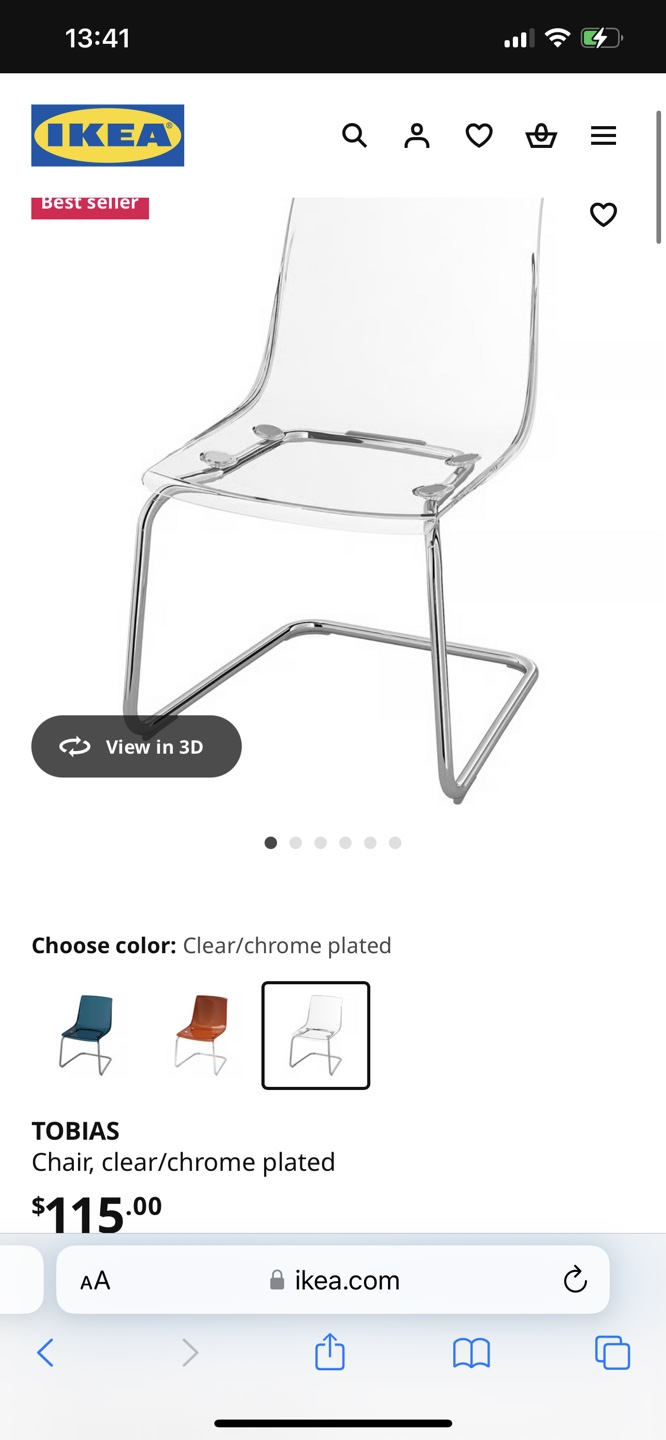 IKEA Tobias Chair - Clear/Chrome - photo 4