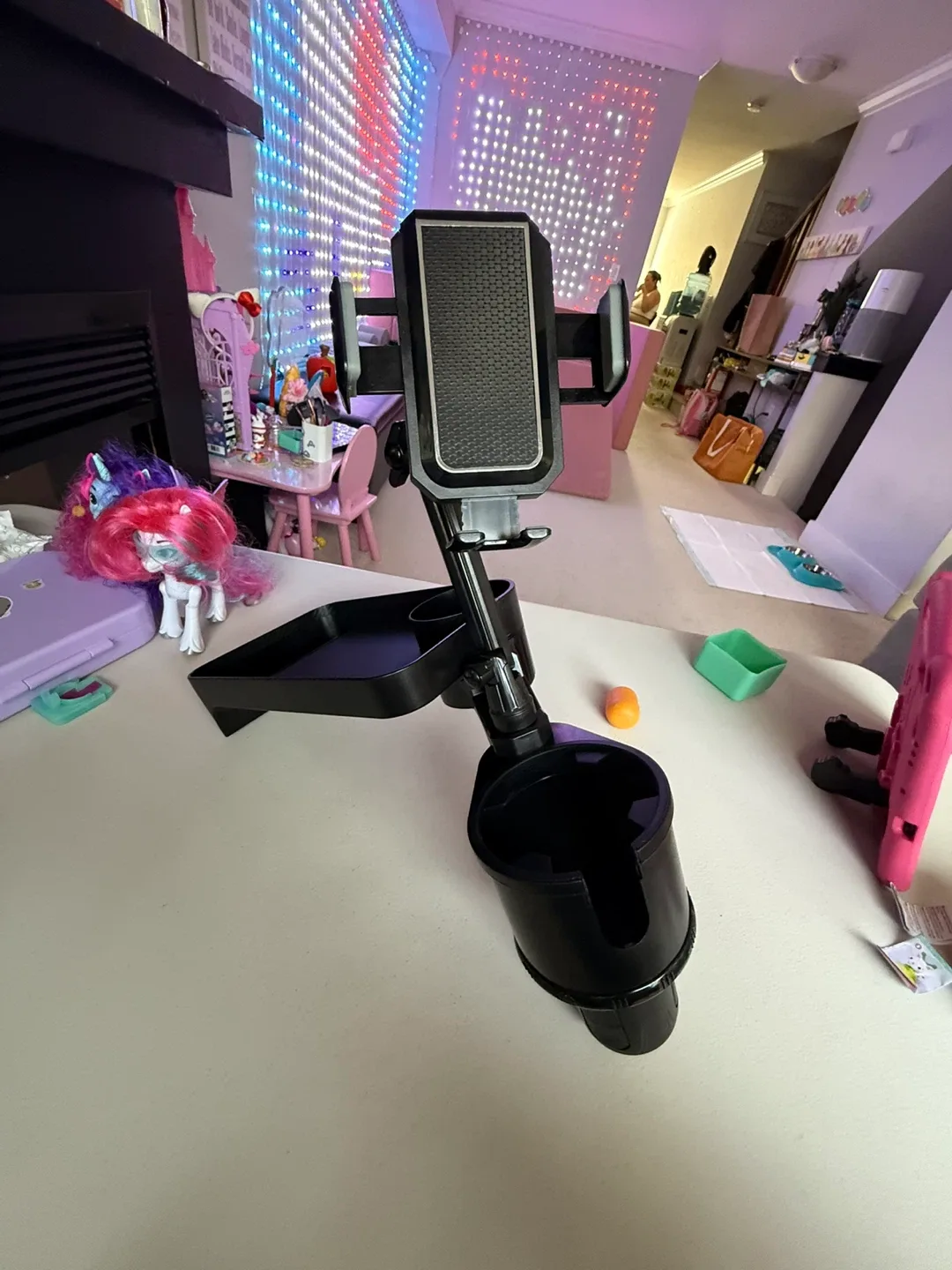 Universal Car Phone Mount with Tray & Cup Holder image indicator(2)