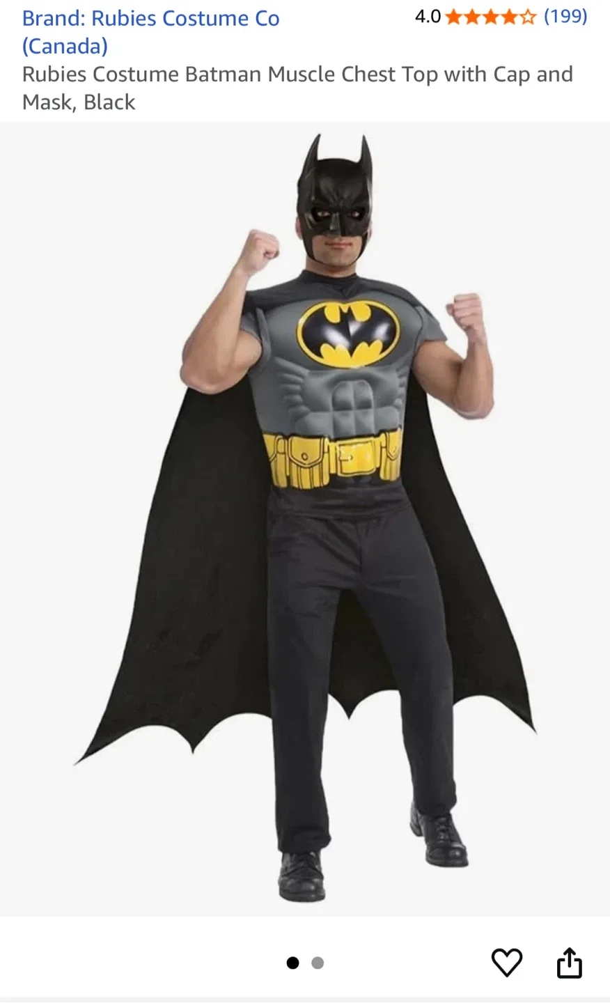 New Batman Muscle Chest Top with cape and mask thumbnail