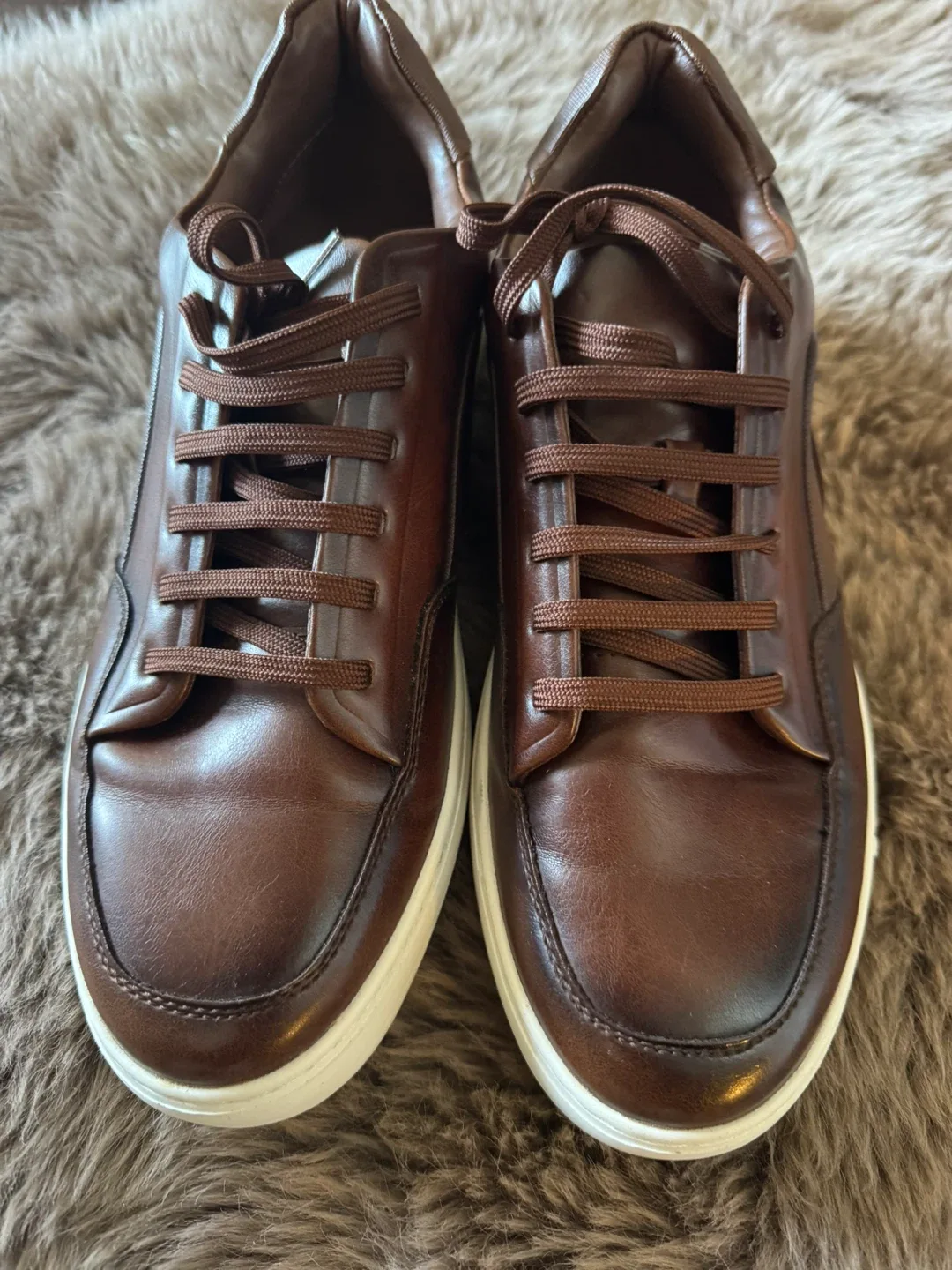 Zara Brown Leather Sneakers - Size 43 (Men's 9.5) image indicator(2)