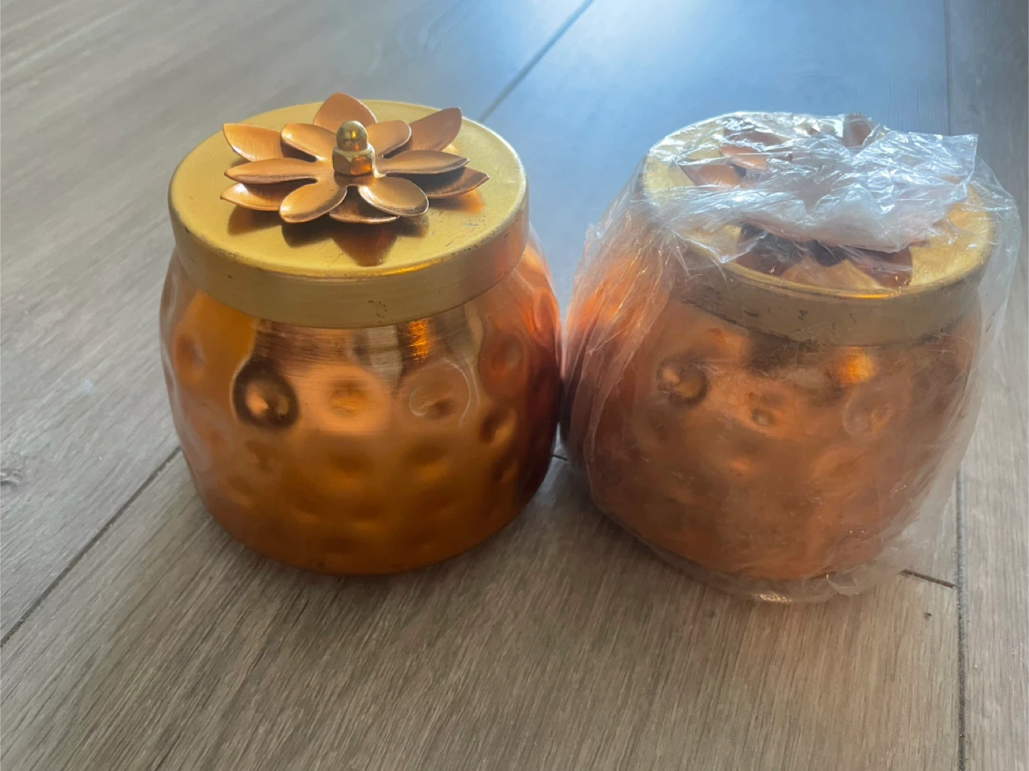 2 Decorative Copper Jars