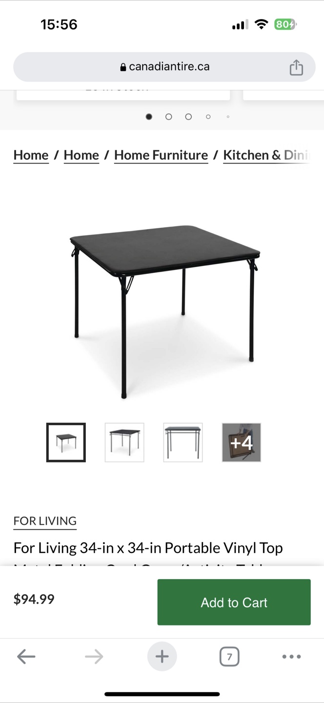 For Living 34-in Portable Vinyl Top Card Table