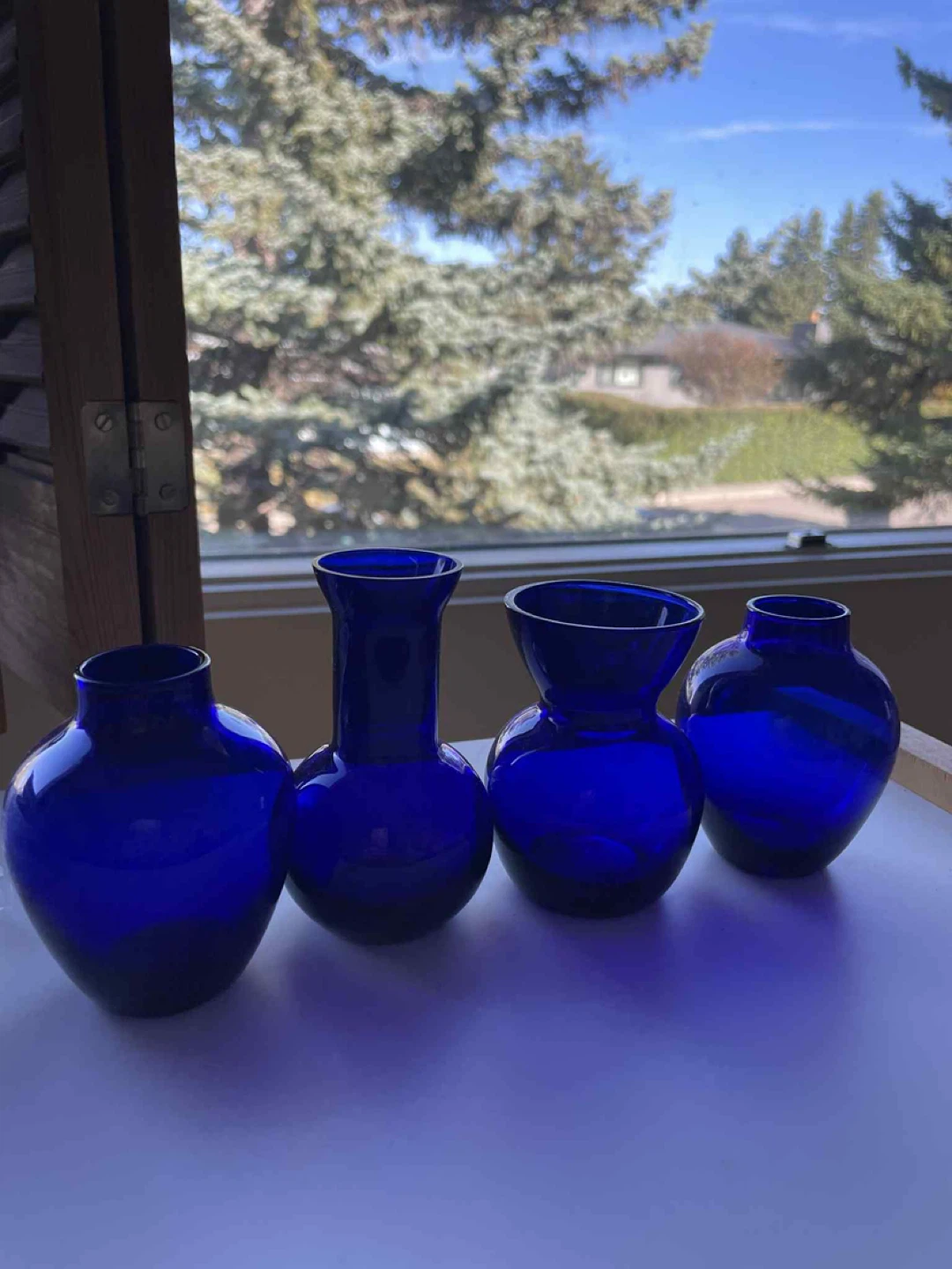 Mini blue glass  vases