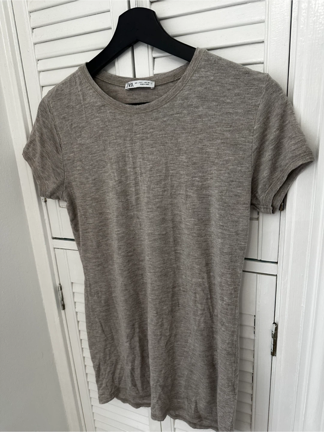 Zara Basic T-Shirt - Size L - Beige - photo 2