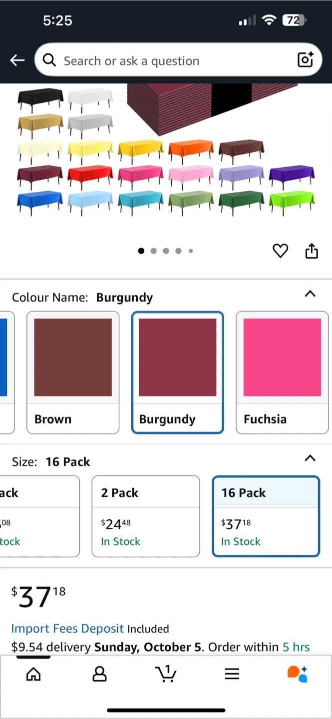 CXPSINC Burgundy Tablecloth 16 Pack - New image indicator(2)