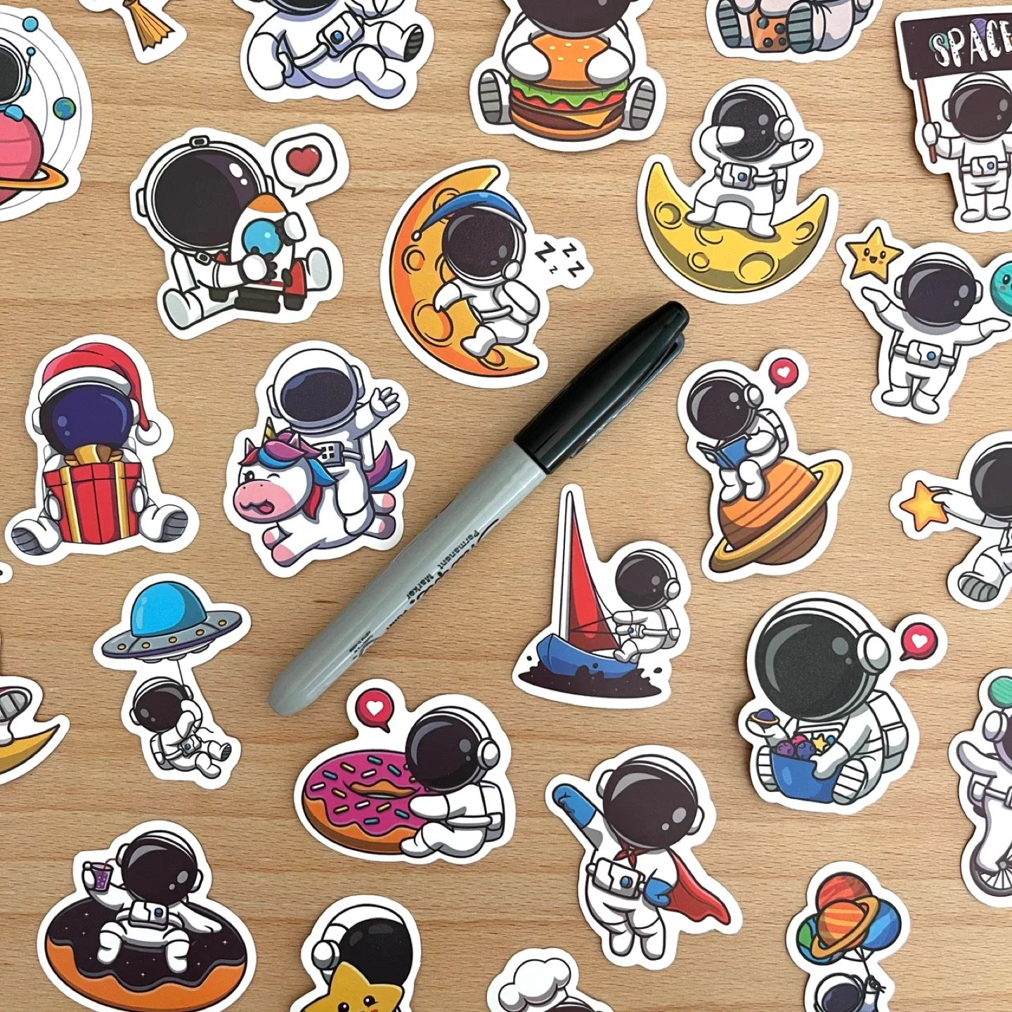 Pack of 30 Cute Astronaut Stickers #2 🧡 image indicator(5)