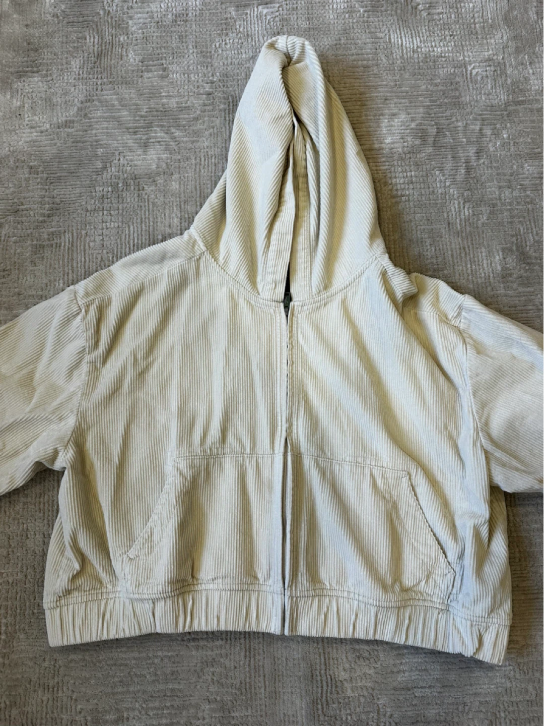 Hollister Corduroy Zip-Up Hoodie - Cream - photo 2
