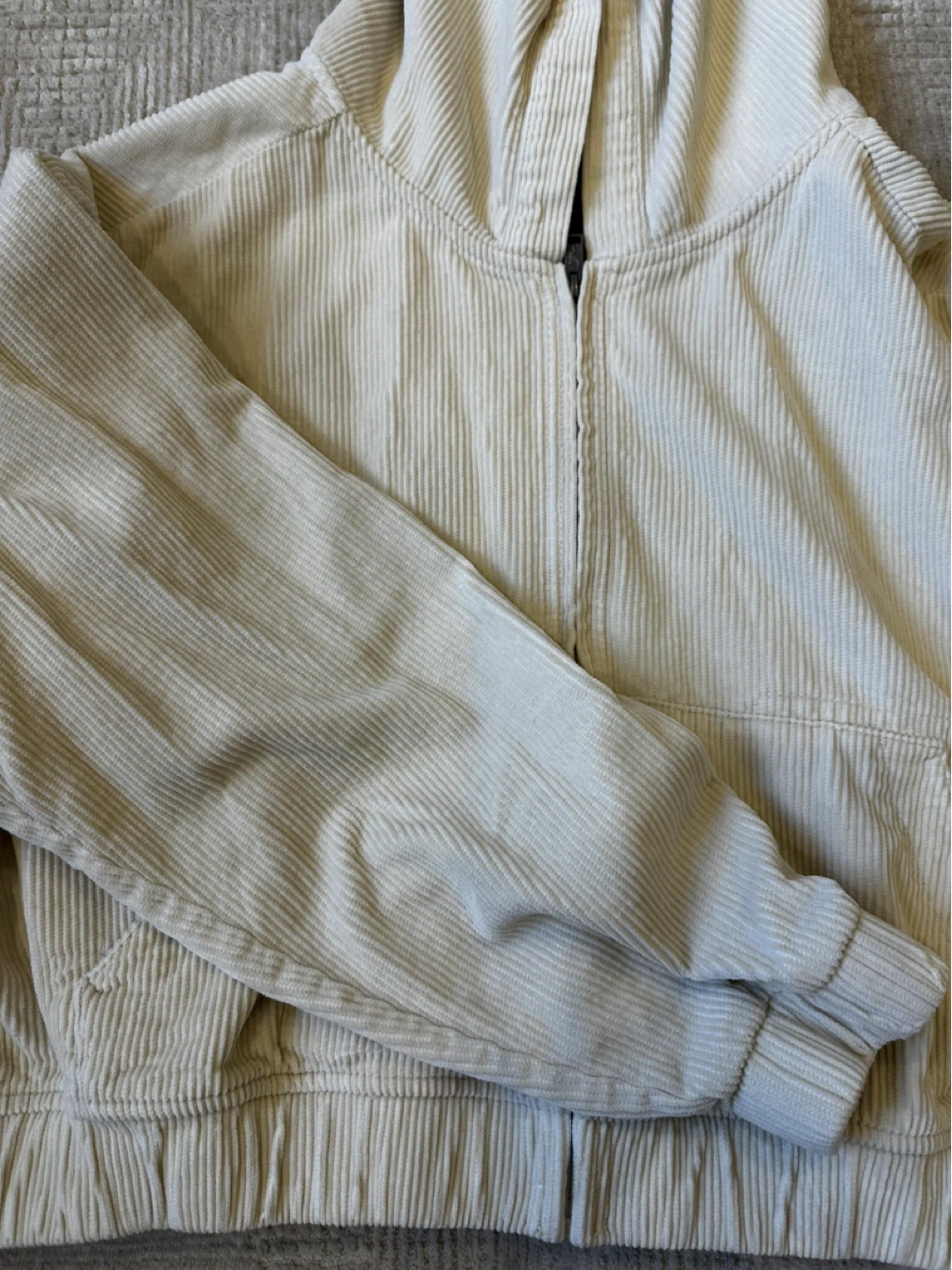Hollister Corduroy Zip-Up Hoodie - Cream - photo 3