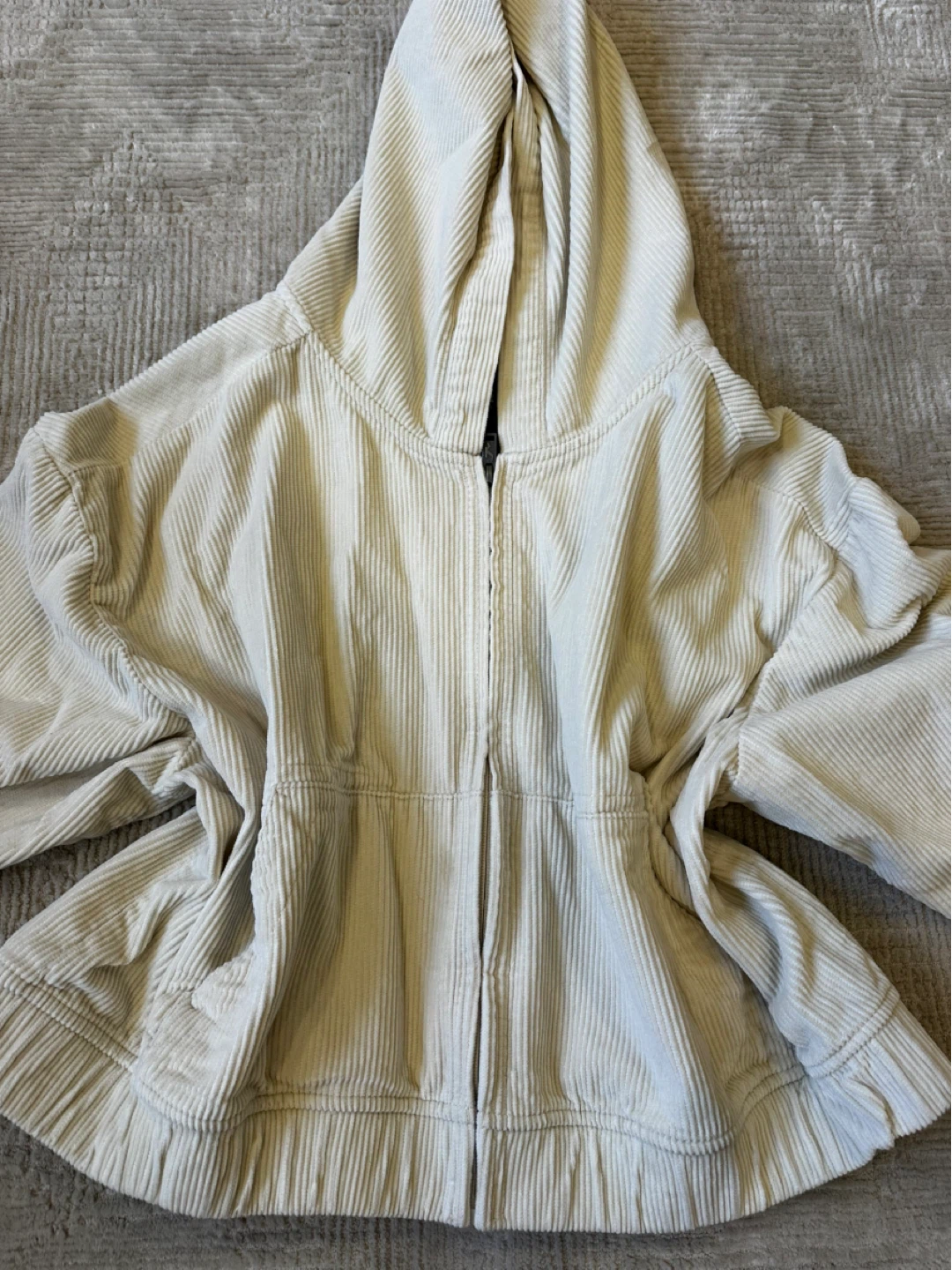 Hollister Corduroy Zip-Up Hoodie - Cream