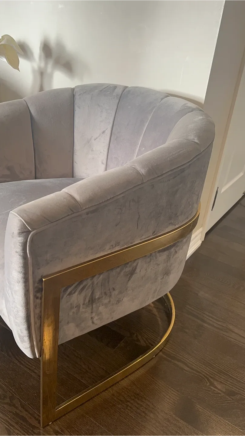 Grey Velvet Accent Chairs  with Gold Base image indicator(2)