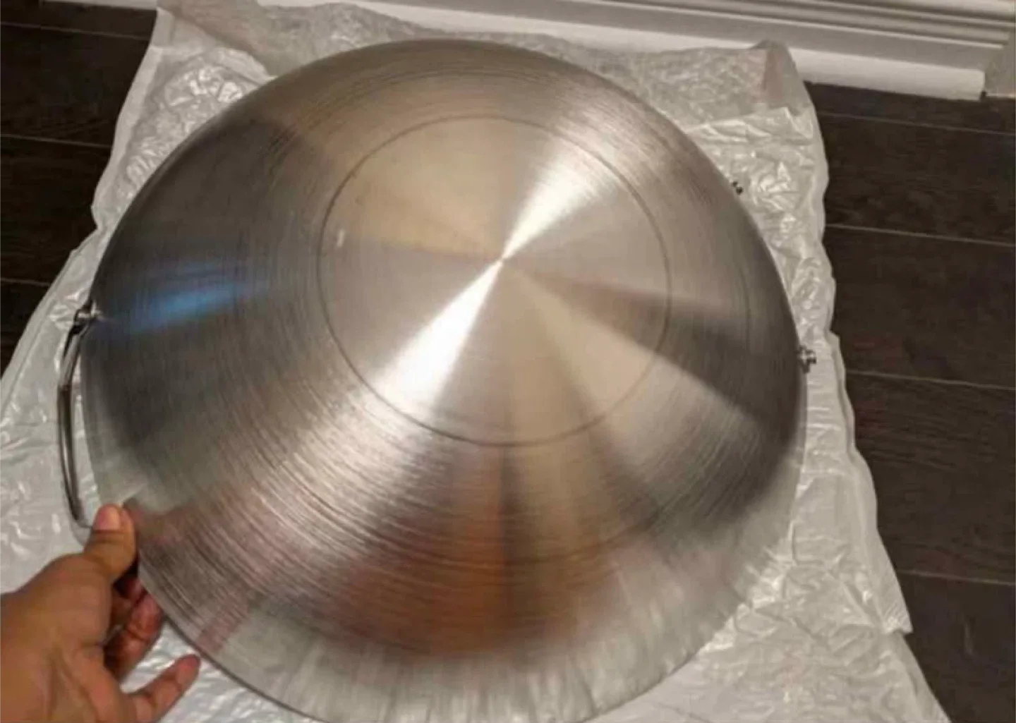 brand new large capacity 15 inch stainless steel wok image indicator(3)