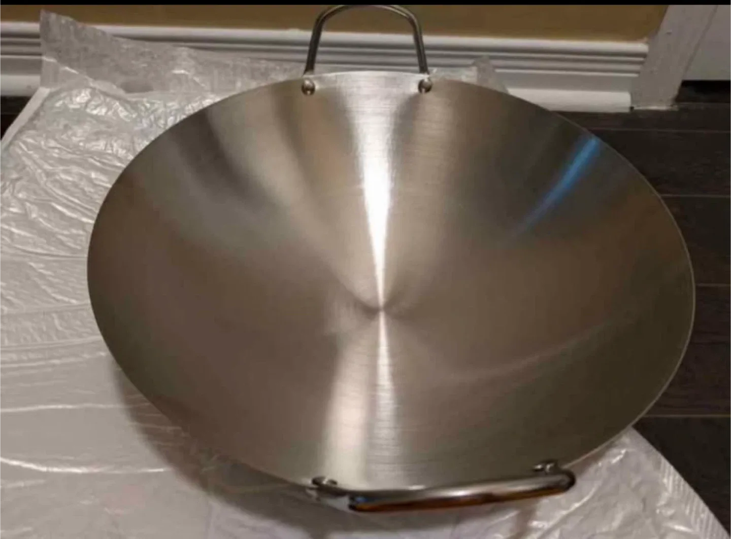 brand new large capacity 15 inch stainless steel wok image indicator(2)